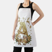 Royal Gold Letter A Luxury Unisex Holiday Apron エプロン (インサイチュ)