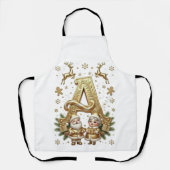 Royal Gold Letter A Luxury Unisex Holiday Apron エプロン (正面)