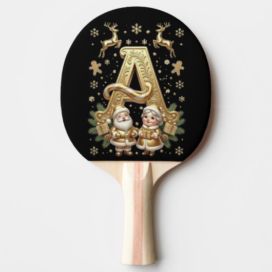 Royal Gold Letter A Luxury Unisex Ping Pong Paddle 卓球ラケット (正面)