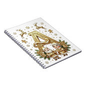 Royal Gold Letter A Luxury Unisex Spiral Notebook ノートブック (右側)