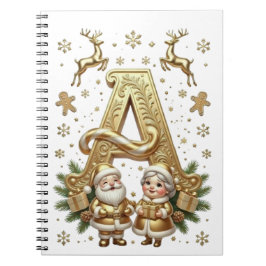 Royal Gold Letter A Luxury Unisex Spiral Notebook ノートブック
