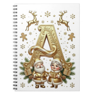 Royal Gold Letter A Luxury Unisex Spiral Notebook ノートブック