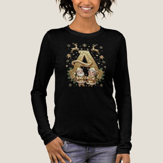 Royal Gold Letter A Luxury Women Tri-blend トライブレンドTシャツ (正面)
