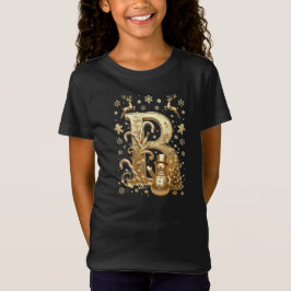 Royal Gold Letter B Luxury Snowman Girls Shirt Tシャツ