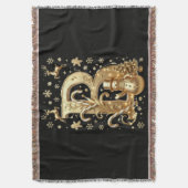 Royal Gold Letter B Luxury Snowman Sherpa Blanket スローブランケット (正面縦)