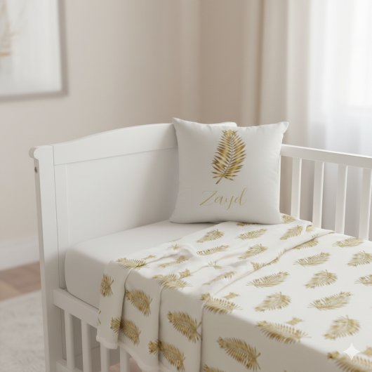 Royal Gold Palm & Crown Custom Reversible Baby Pil クッション