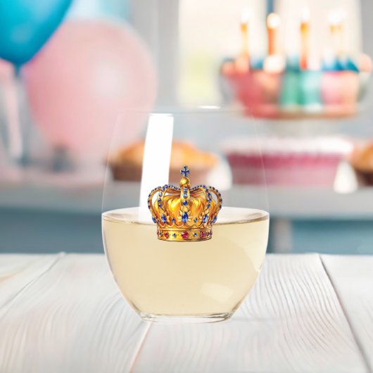Royal golden crown ステムなしワイングラス (インサイチュ (ベビーシャワー))
