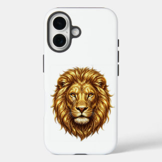 Royal Golden Lion Face - Bold Wild Animal Design iPhone 16ケース