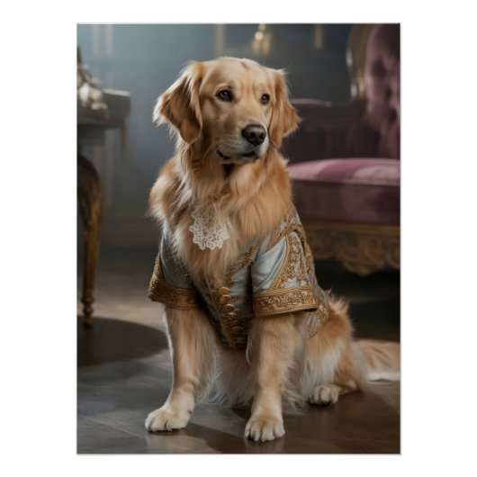 Royal Golden Retriever | Aristocratic Dog Portrait ポスター (正面)