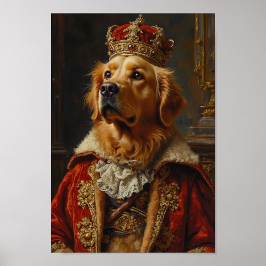 Royal Golden Retriever Portrait ポスター (正面)