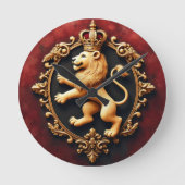Royal Heraldic Tapestry Pattern ラウンド壁時計 (正面)