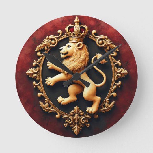 Royal Heraldic Tapestry Pattern ラウンド壁時計 (正面)