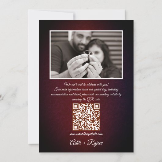 Royal Indian Palace Wedding Save The Date QR Code 招待状 (裏面)