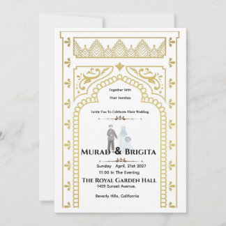 Royal Indian Wedding Invitation – Gold Design 招待状