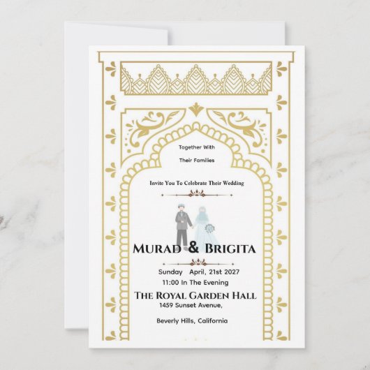 Royal Indian Wedding Invitation – Gold Design 招待状 (正面)