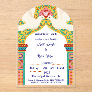 Royal Indian Wedding Invitation | Gold Traditional アクリル招待状
