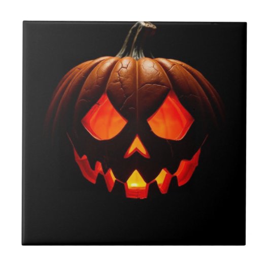 Royal Jack-O-Lantern Halloween Ceramic Tile タイル (正面)