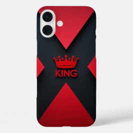 Royal King Red & Black Crown Phone Case iPhone 16 Plusケース