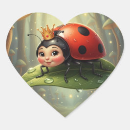 Royal Ladybug in a Leafy Dream ハートシール