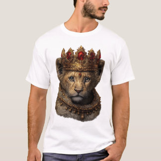 Royal Lion Cub Crown T-Shirt – Elegant King Design Tシャツ
