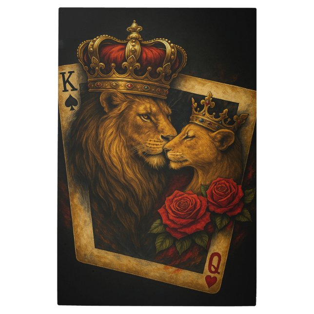 Royal Lions — Majestic King & Queen Artwork メタルプリント (正面)