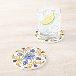 Royal Lisbon Scrollwork Elegant Portuguese Blue コースター