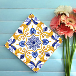 Royal Lisbon Scrollwork Elegant Portuguese Blue タイル