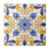 Royal Lisbon Scrollwork Elegant Portuguese Blue タイル (正面)