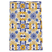 Royal Lisbon Scrollwork Elegant Portuguese Blue ミディアムペーパーバッグ (正面)