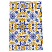 Royal Lisbon Scrollwork Elegant Portuguese Blue ミディアムペーパーバッグ (裏面)