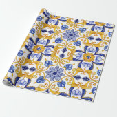 Royal Lisbon Scrollwork Elegant Portuguese Blue ラッピングペーパー (アンロールド)