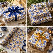 Royal Lisbon Scrollwork Elegant Portuguese Blue ラッピングペーパー