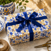 Royal Lisbon Scrollwork Elegant Portuguese Blue ラッピングペーパー