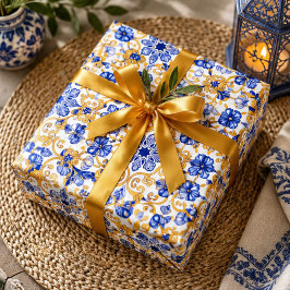 Royal Lisbon Scrollwork Elegant Portuguese Blue ラッピングペーパー