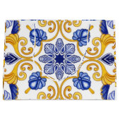 Royal Lisbon Scrollwork Elegant Portuguese Blue ラージペーパーバッグ (正面)