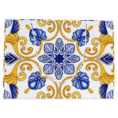 Royal Lisbon Scrollwork Elegant Portuguese Blue ラージペーパーバッグ (裏面)