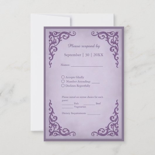 Royal Medieval Vintage Scroll Wedding RSVP Card (正面)