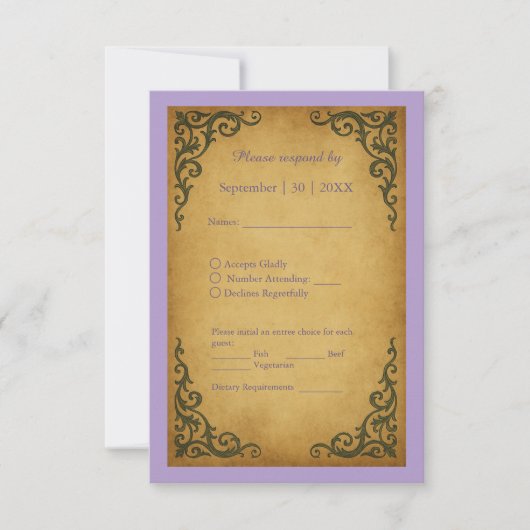 Royal Medieval Vintage Scroll Wedding RSVP Card (正面)
