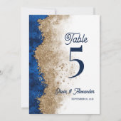 Royal Navy Blue Gold Wedding Table Number Card サンキューカード (裏面)