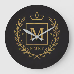 "Royal NMKY エンブレム - モノグラムMクライデザイン" ラージ壁時計