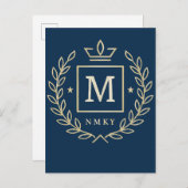 "Royal NMKY Emblem – Monogram M Crest Design" インビテーションポストカード (正面/裏面)