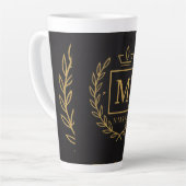 "Royal NMKY Emblem – Monogram M Crest Design" カフェラテマグ (左アングル)