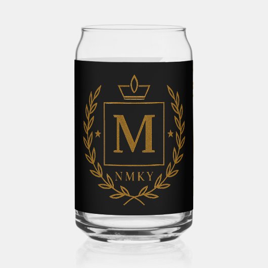 "Royal NMKY Emblem – Monogram M Crest Design" ガラス缶 (正面)