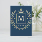 "Royal NMKY Emblem – Monogram M Crest Design" サンキューカード (スタンド正面)
