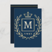 "Royal NMKY Emblem – Monogram M Crest Design" サンキューカード (正面/裏面)