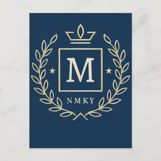 "Royal NMKY Emblem – Monogram M Crest Design" シーズンポストカード (正面)