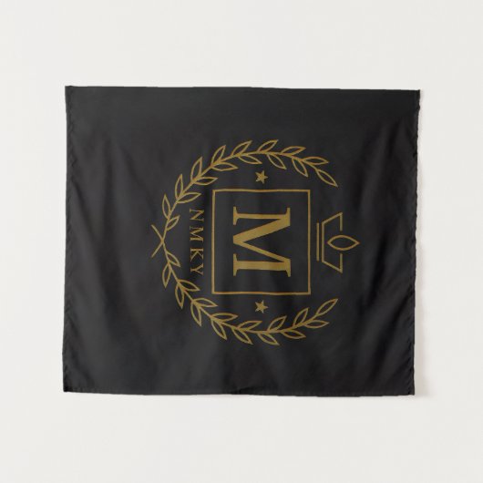 "Royal NMKY Emblem – Monogram M Crest Design" タペストリー (正面(横))