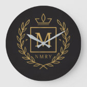 "Royal NMKY Emblem – Monogram M Crest Design" ラージ壁時計 (正面)