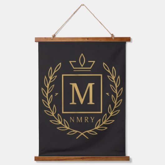 "Royal NMKY Emblem – Monogram M Crest Design" 吊り下げ型タペストリー (正面)