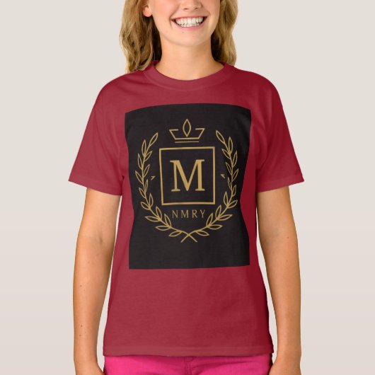 "Royal NMKY Emblem – Monogram M Crest Design" Tシャツ (正面)